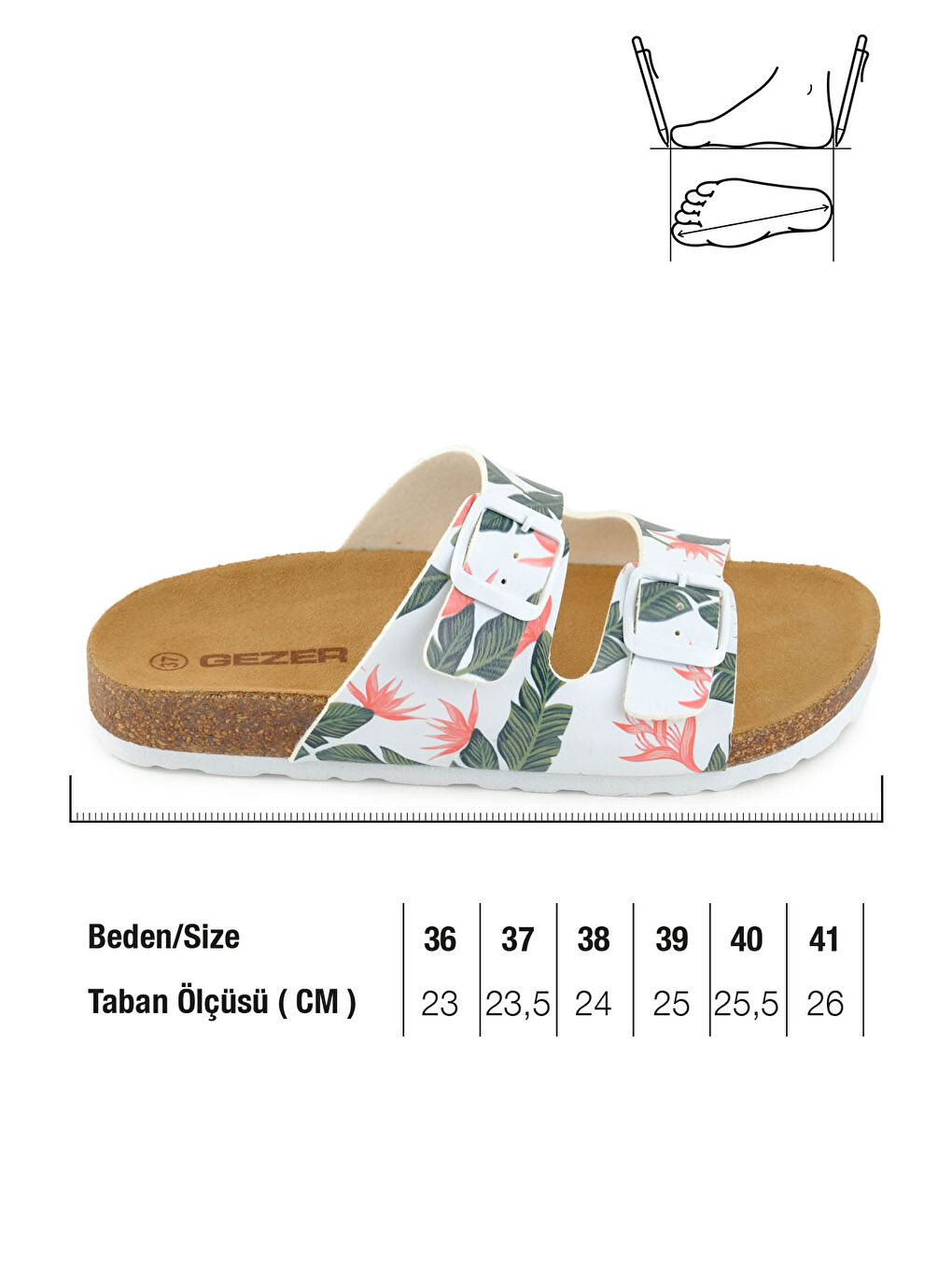 Beyaz Kadın Yazlık Rahat Mantar PVC Taban İki Toka Ayarlanabilir Günlük Terlik-1