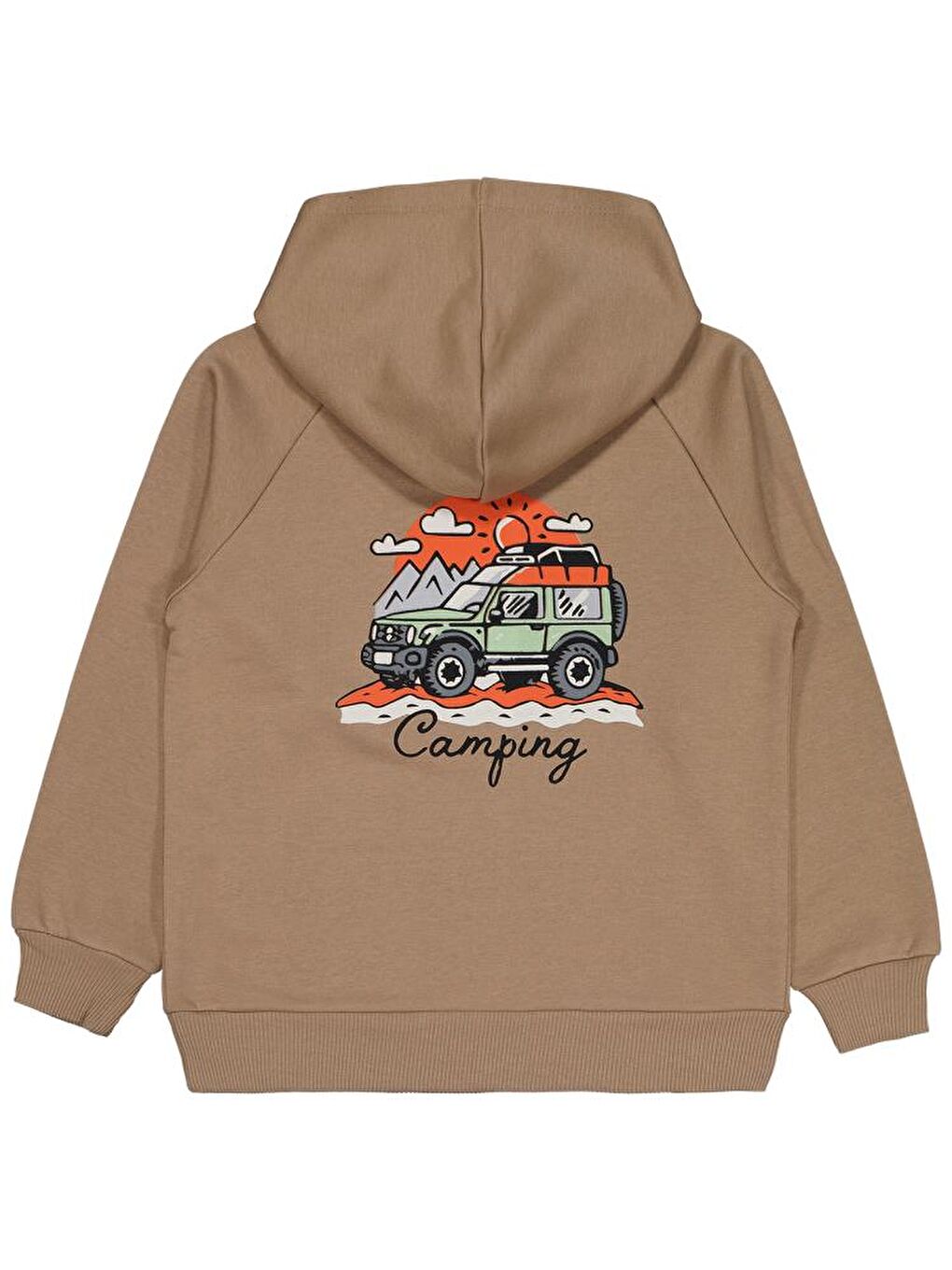Kahverengi Boys Araba Camping Baskılı 6-9 Yaş Sweatshirt-1