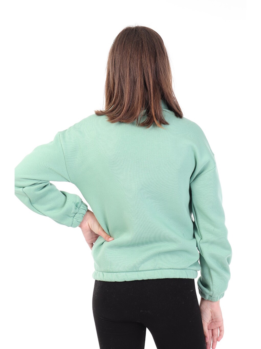 Yeşil Kız Çocuk Baskılı Sweatshirt-1