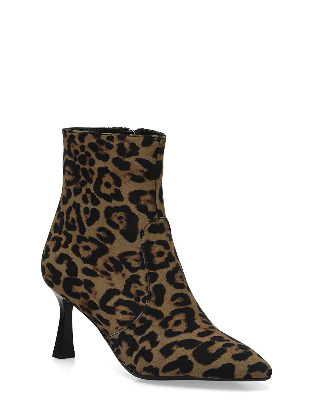 Kahverengi 24K-526 4PR Leopar Kadın Topuklu Bot-1