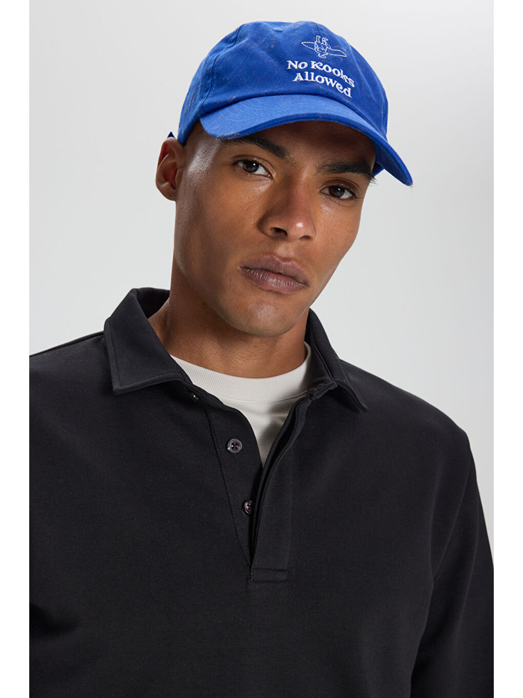 Erkek Siyah Pamuklu Slim Fit Dar Kesim Uzun Kollu Esnek Polo Yaka Tişört-3