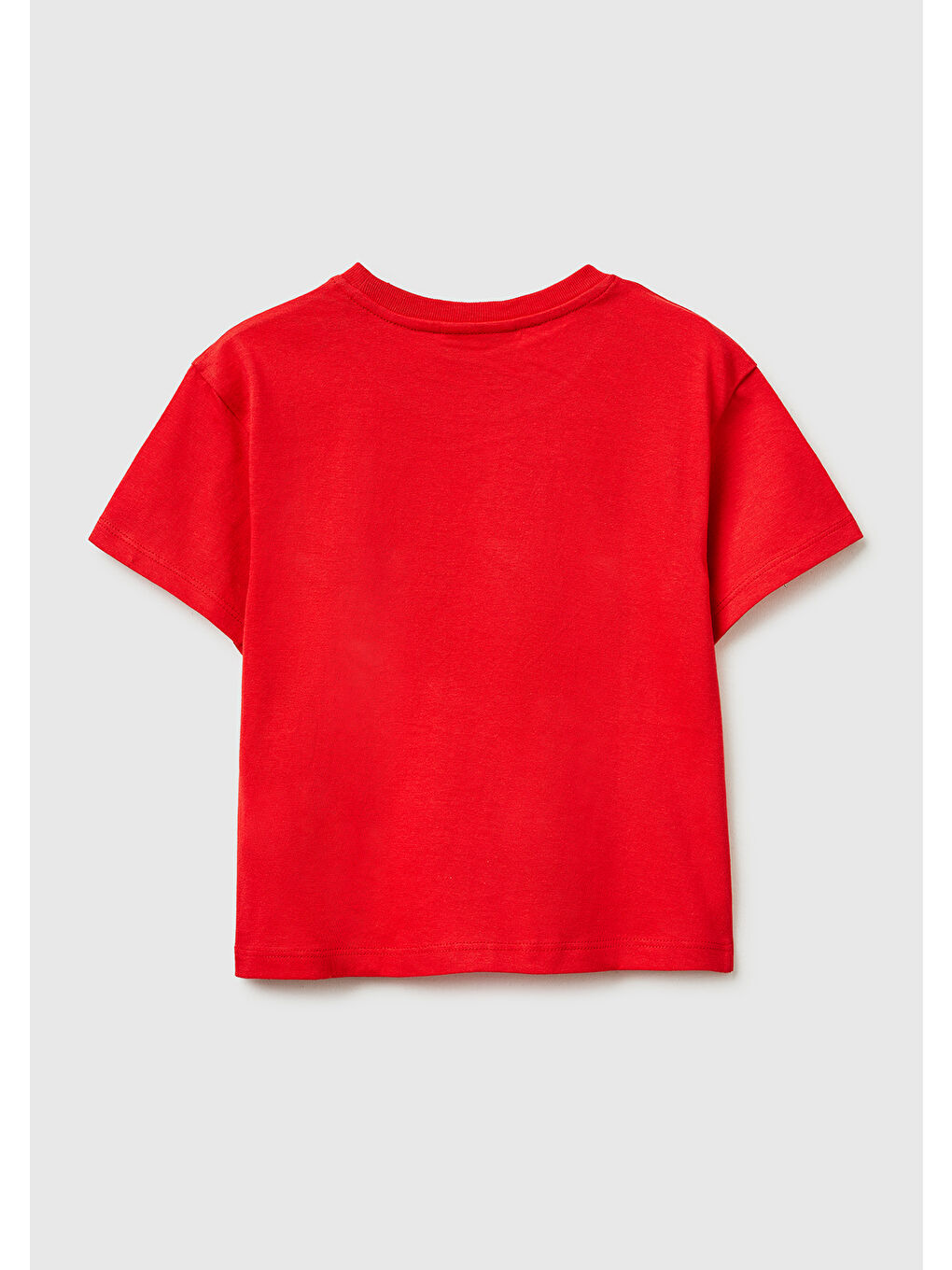 Kız Çocuk Kırmızı Baskılı Yama Detaylı Etek Ucu Logo Detaylı T-Shirt-1
