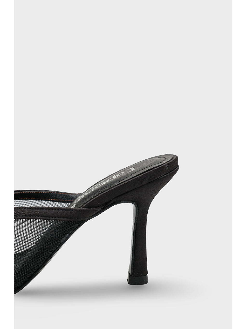 Siyah Caitrin Fileli Saten Orta Topuklu Kadın Terlik-3