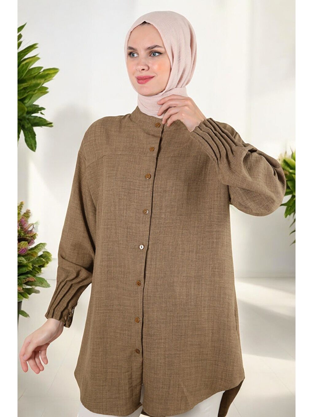 Kahverengi Kol Nevürlü TUNİK