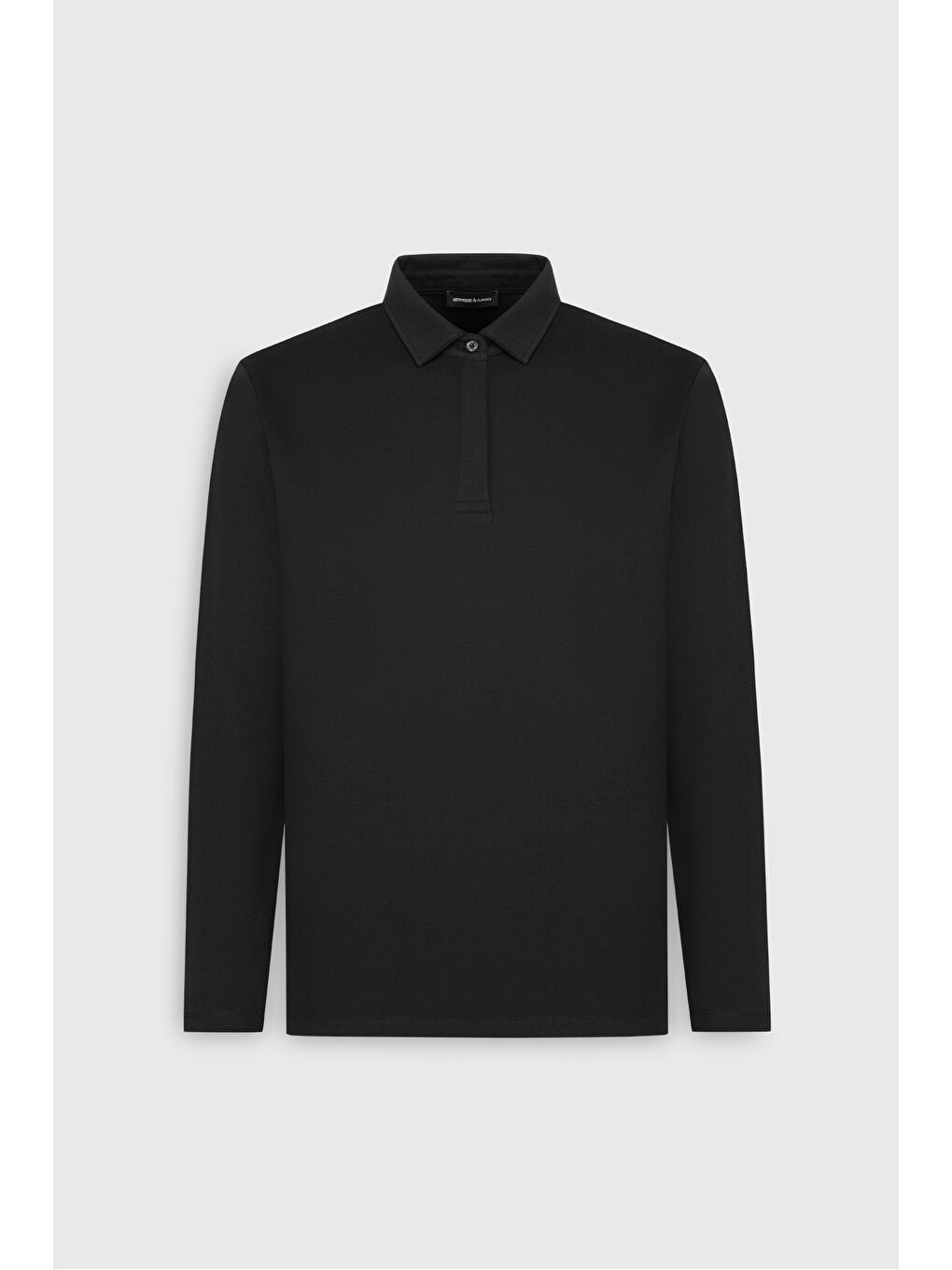 Erkek Siyah Pamuklu Slim Fit Dar Kesim Uzun Kollu Esnek Polo Yaka Tişört-5