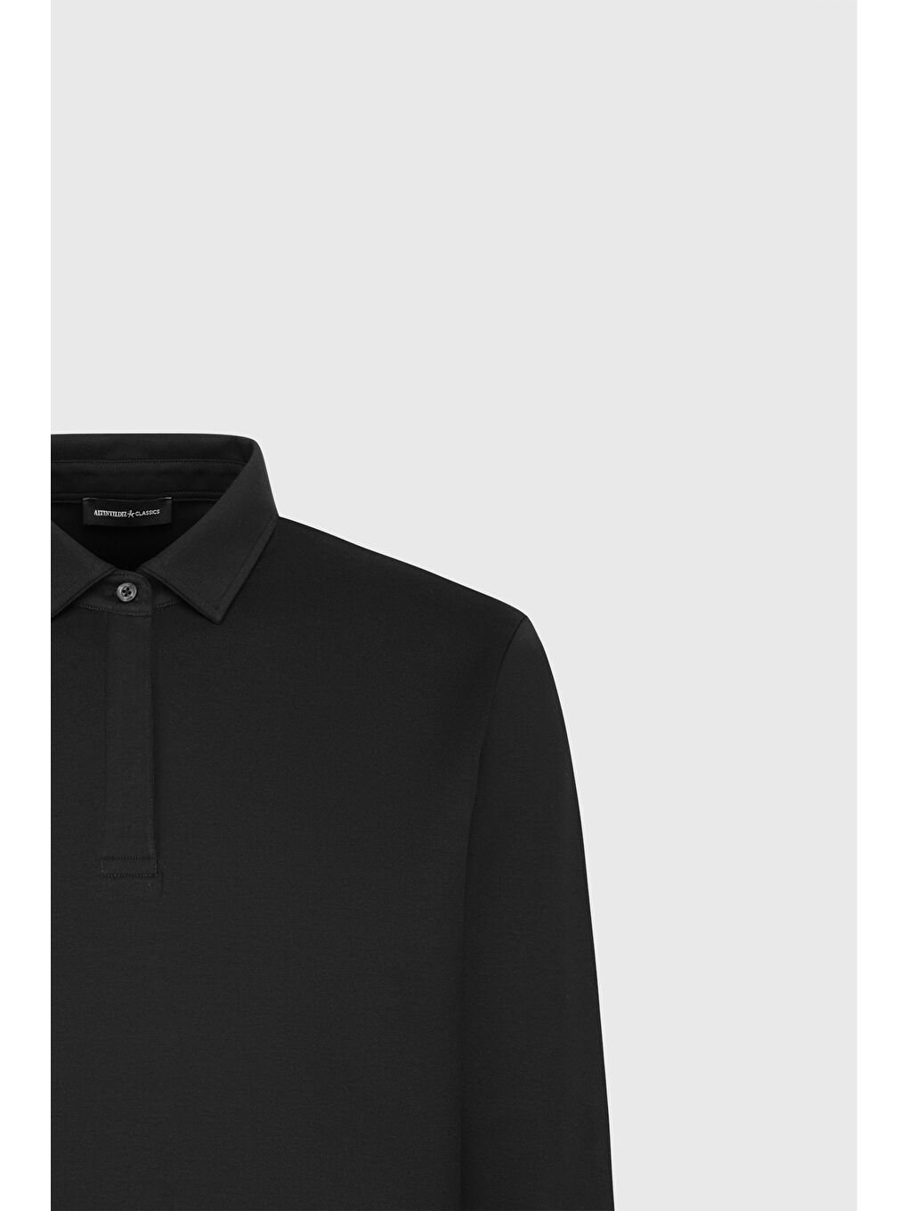 Erkek Siyah Pamuklu Slim Fit Dar Kesim Uzun Kollu Esnek Polo Yaka Tişört-6