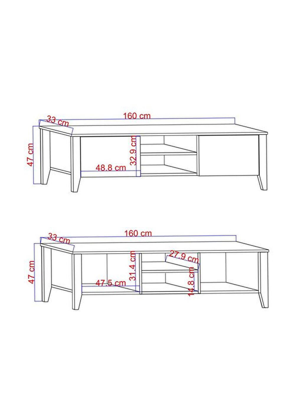 Mona Tv Ünitesi - Beyaz / Sepet - 160 cm-5