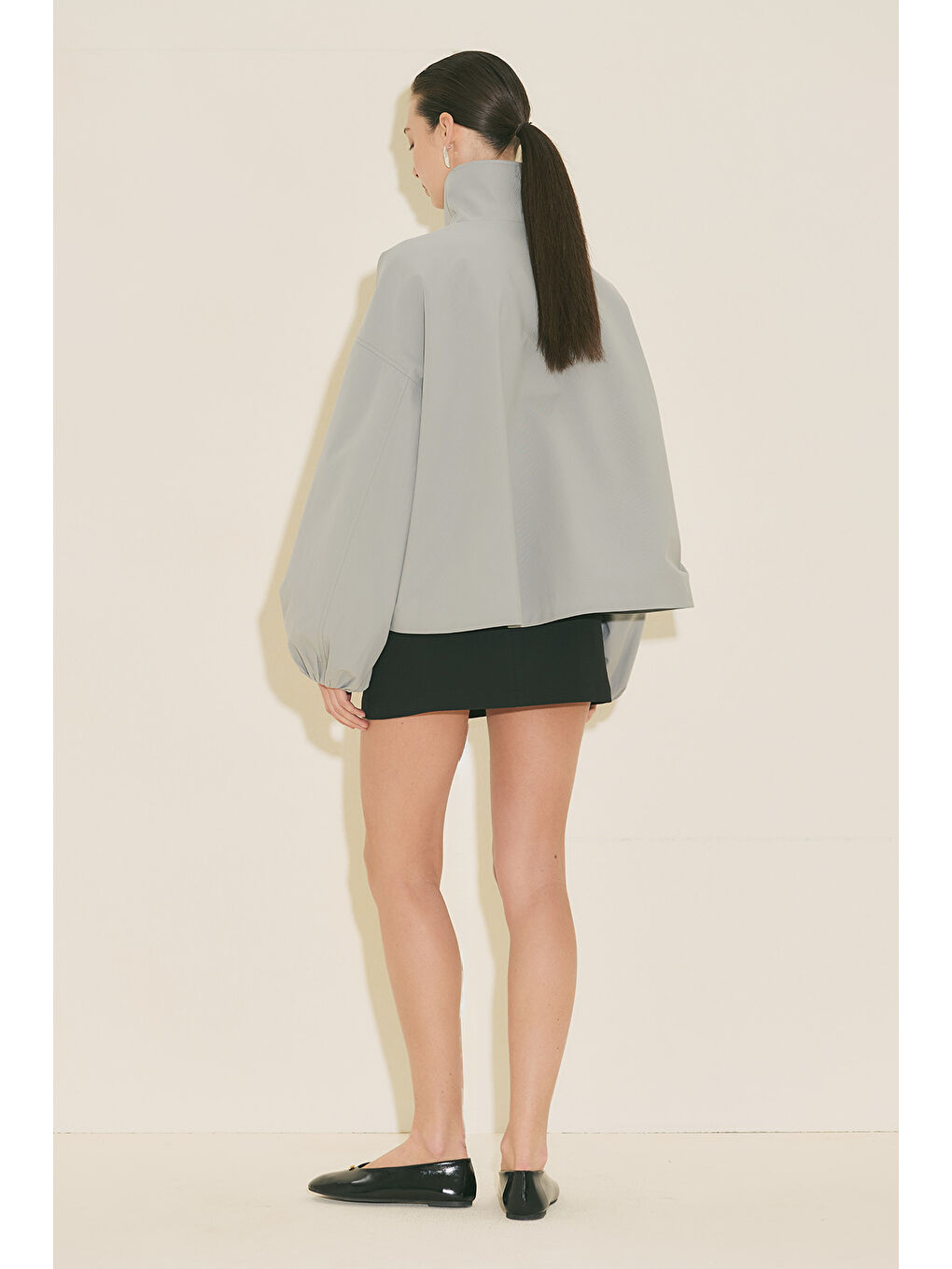 Melva Geniş Kol Kısa Trençkot Mavi-3