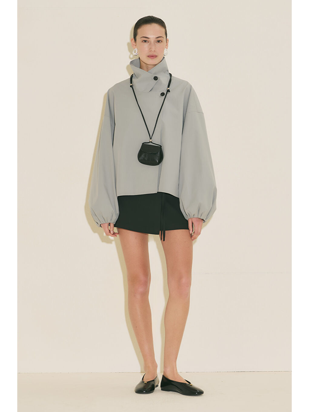 Melva Geniş Kol Kısa Trençkot Mavi-5