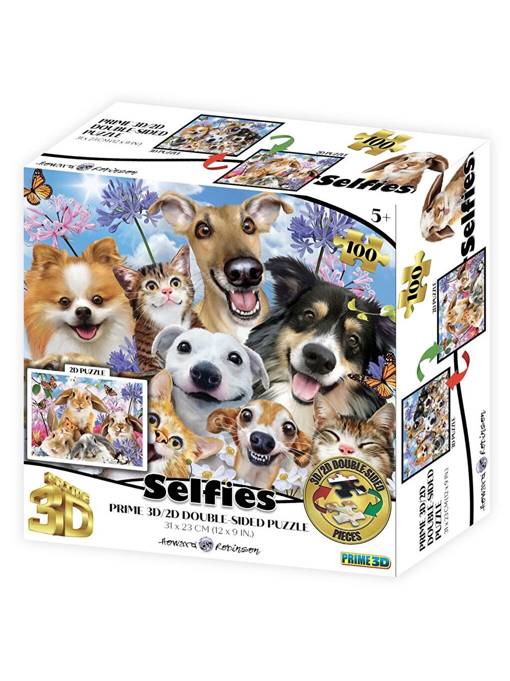 Pet ve Tavşan Selfie Çift Taraflı Puzzle 100 Parça 15053