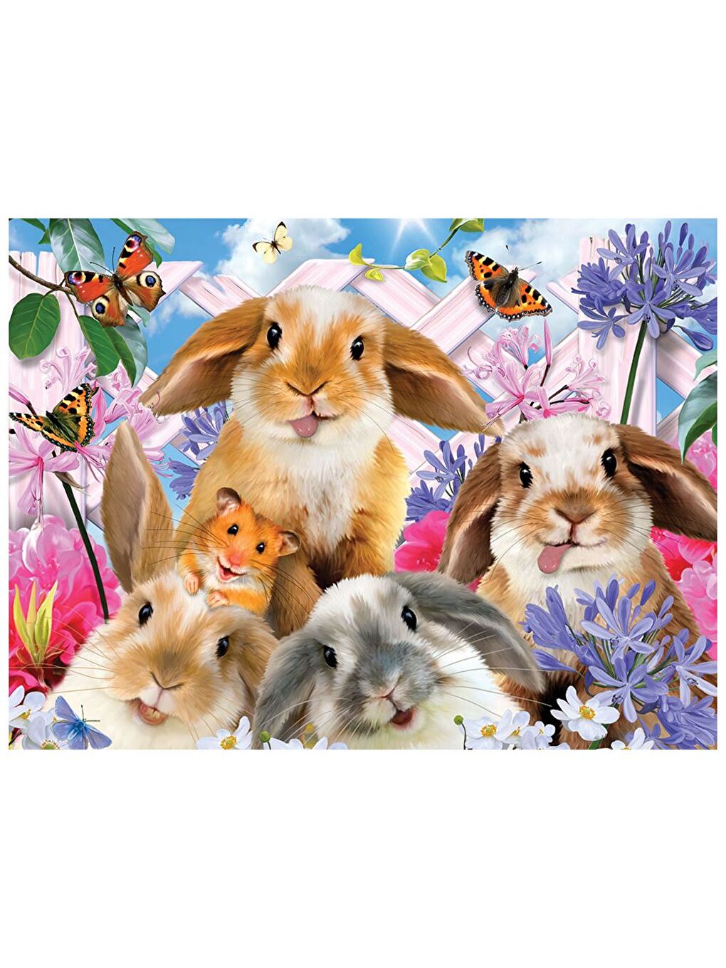 Pet ve Tavşan Selfie Çift Taraflı Puzzle 100 Parça 15053-1