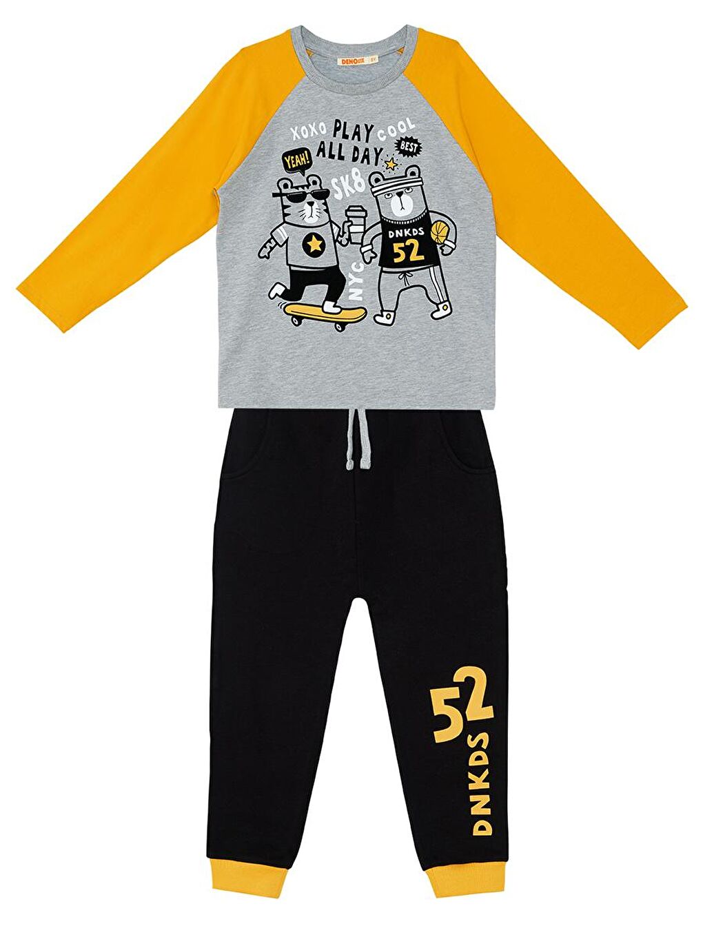 Denokids Gri Play Allday Erkek Çocuk T-shirt Pantolon Takım - 2