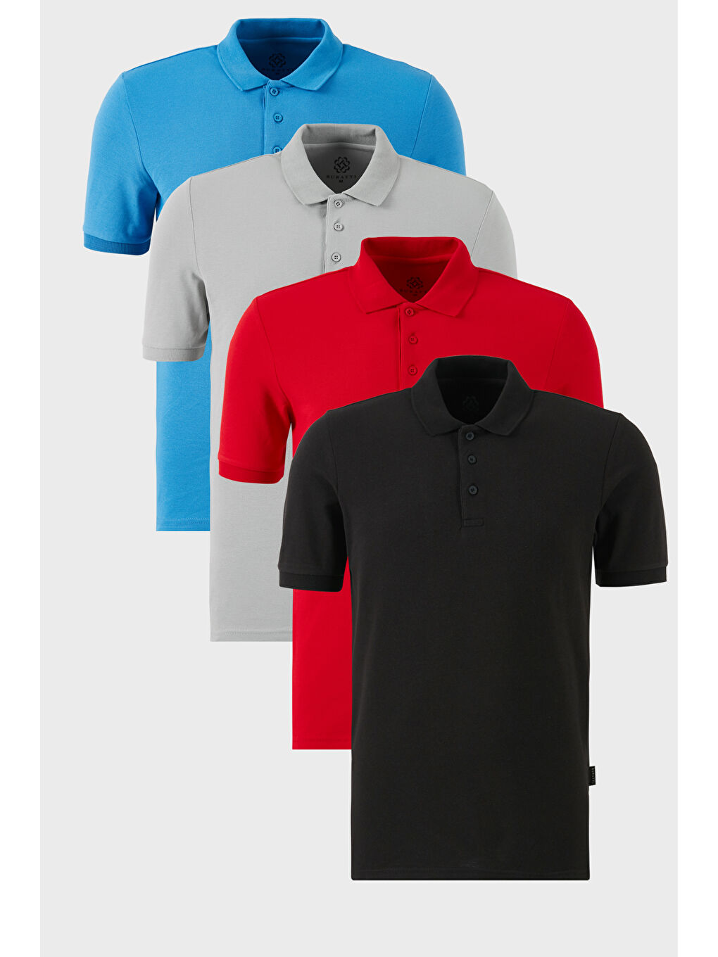 Siyah Pamuklu Regular Fit Düğmeli Polo Yaka 4'lü Paket %100 Pamuk Tişört 5902127S4