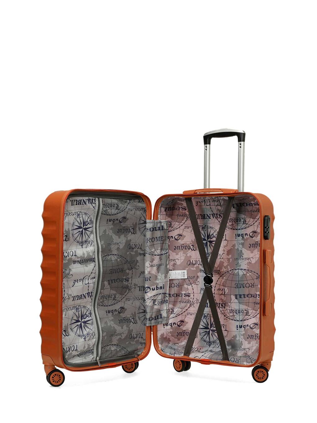 Turuncu NEWYORK -B ABS 5PR Kiremit Unisex Büyük Boy Valiz-2