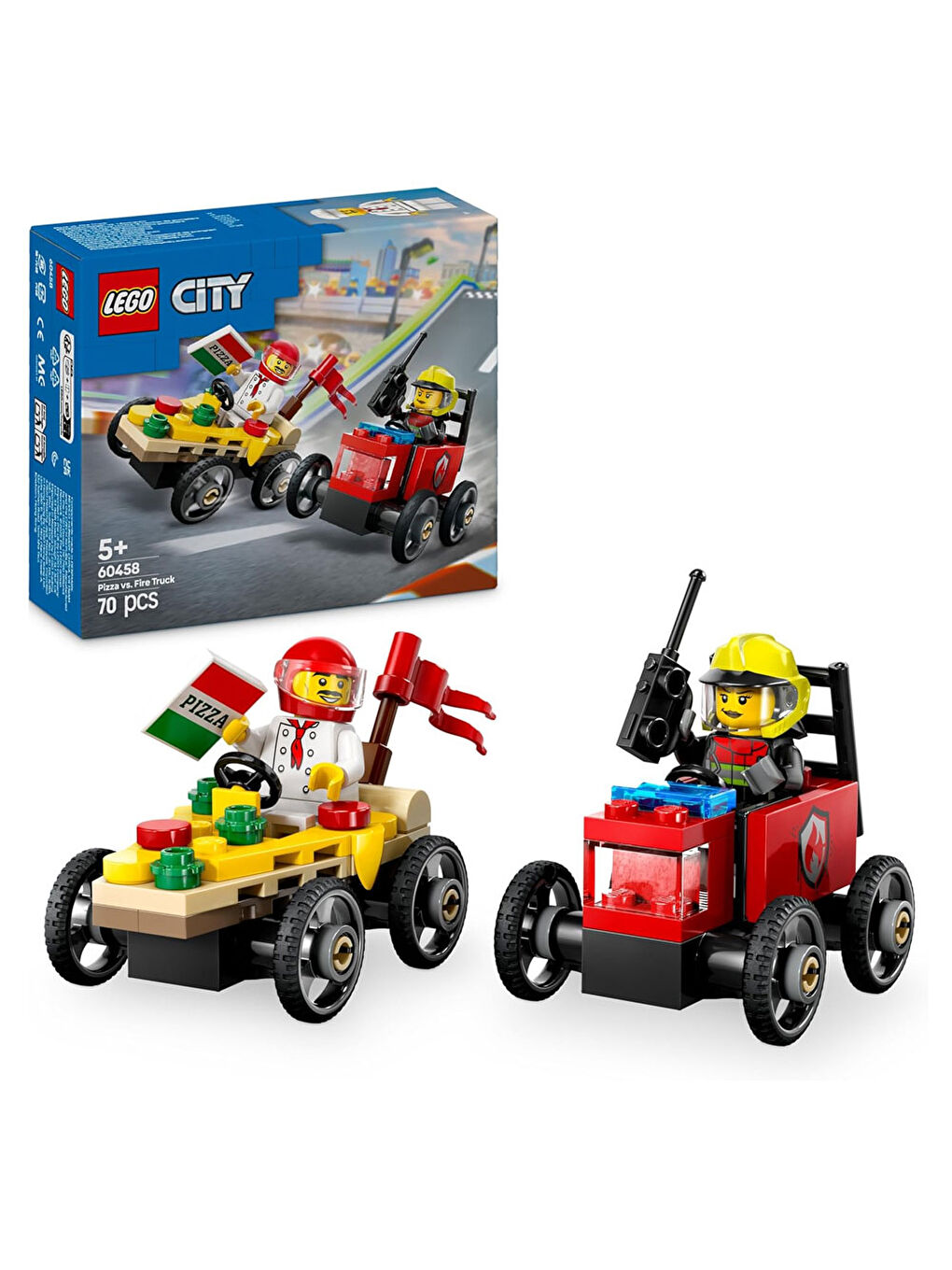 Lego City Pizza Arabası İtfaiye Kamyonuna Karşı Yarış Arabası 60458