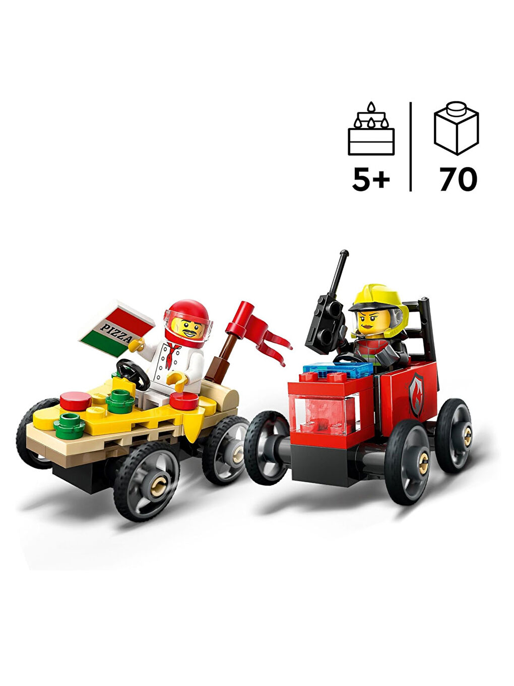 Lego City Pizza Arabası İtfaiye Kamyonuna Karşı Yarış Arabası 60458 - 1