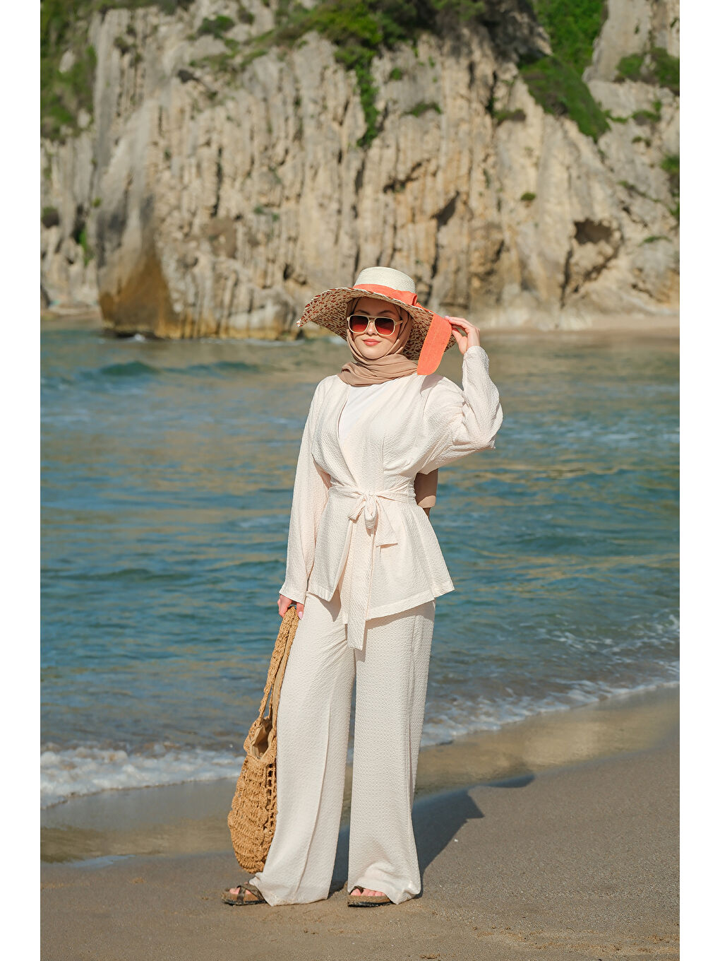 Kadın Gofre Takım Bej-2