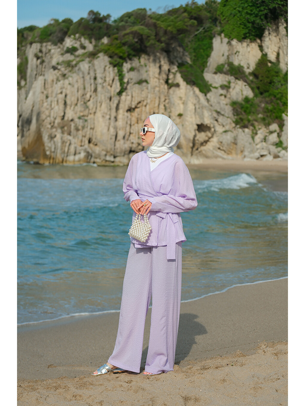 Mor Kadın Gofre Takım Lila-3