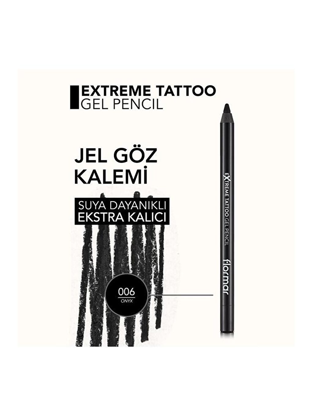 Flormar Açık Bej Suya Dayanıklı Jel Göz Kalemi (SİYAH)-extreme Tattoo Gel Pencil-006 Onyx-8682536028882 - 5