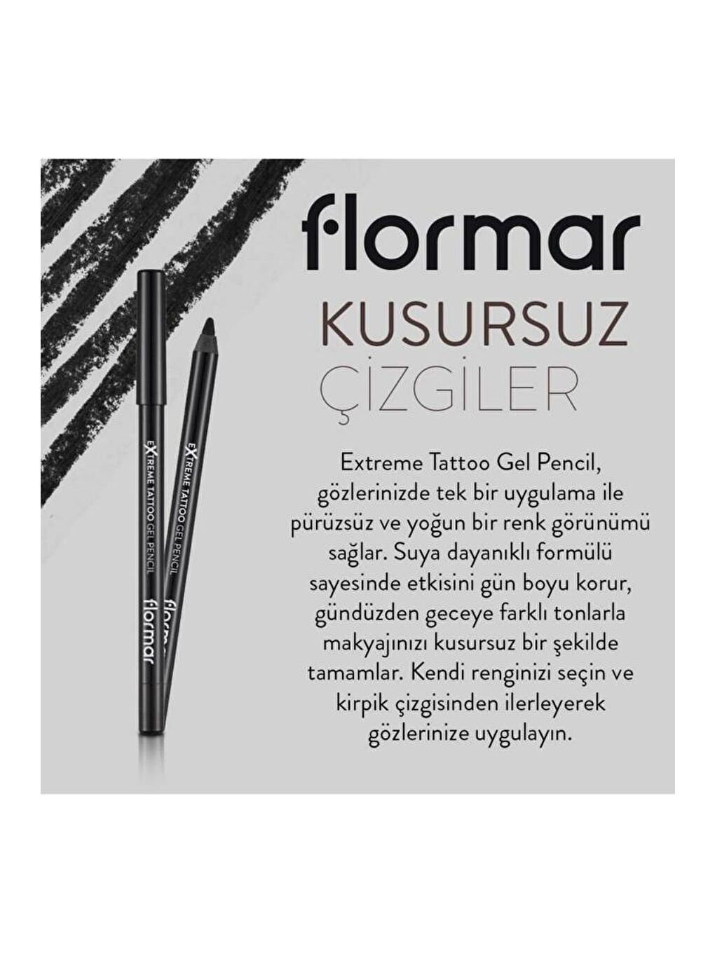 Flormar Açık Bej Suya Dayanıklı Jel Göz Kalemi (SİYAH)-extreme Tattoo Gel Pencil-006 Onyx-8682536028882 - 6