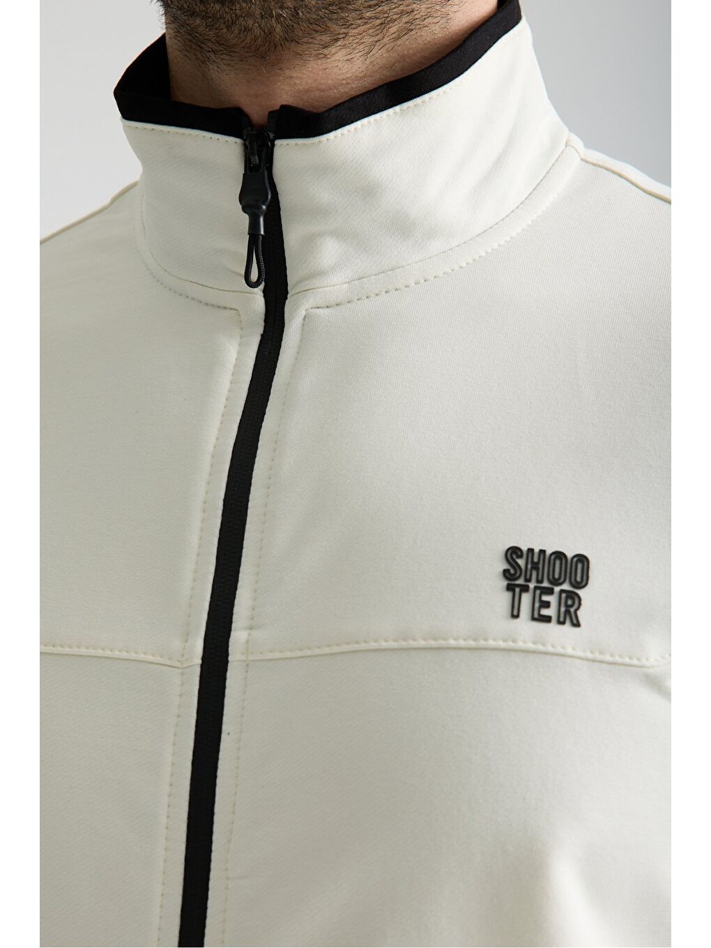 Ekru  Erkek Luxe Eşofman Takımı Rahat Kalıp Manşetli Minimal Logo-7