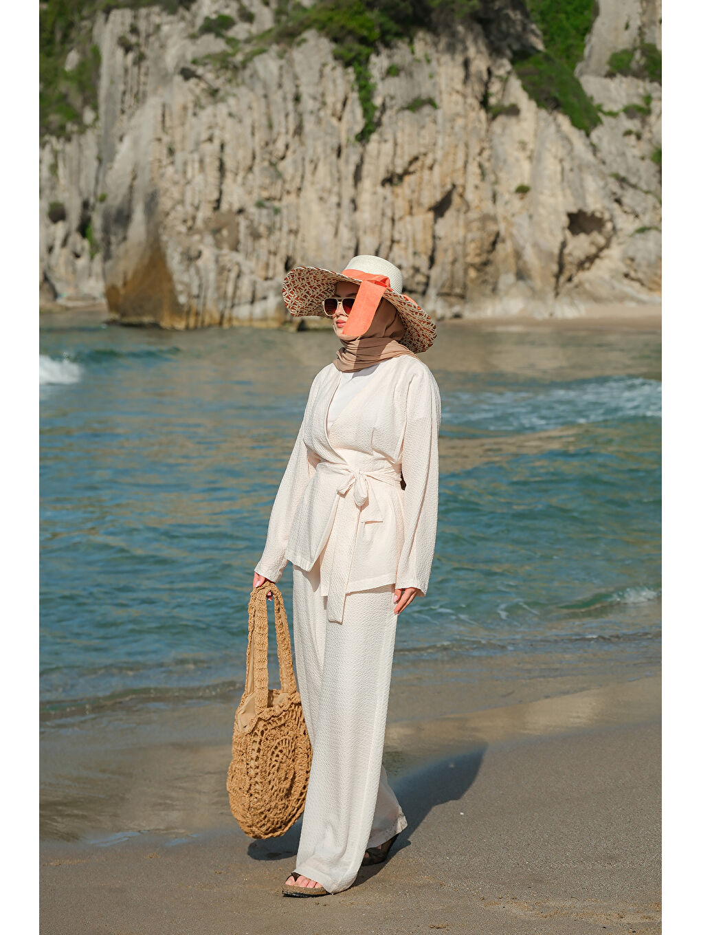 Kadın Gofre Takım Bej-3