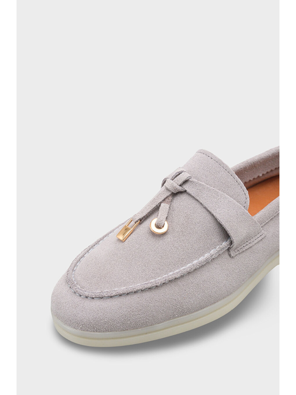 Gri Vikki Hakiki Deri Kadın Loafer-2