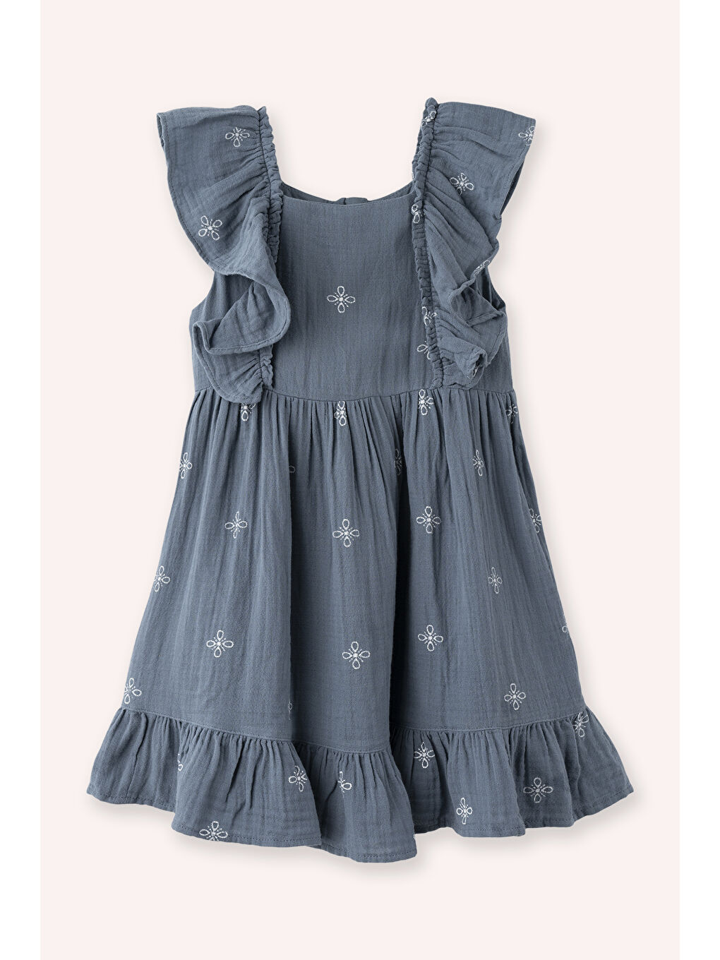 İndigo Kız Çocuk Baskılı Müslin Elbise Pembe-2