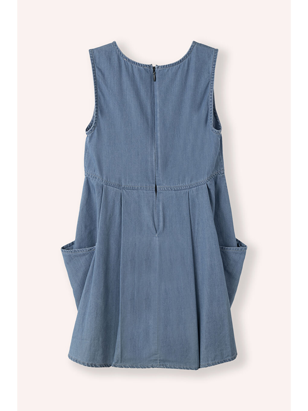 Kız Çocuk Nakışlı Detaylı Denım Elbise Mavi-2