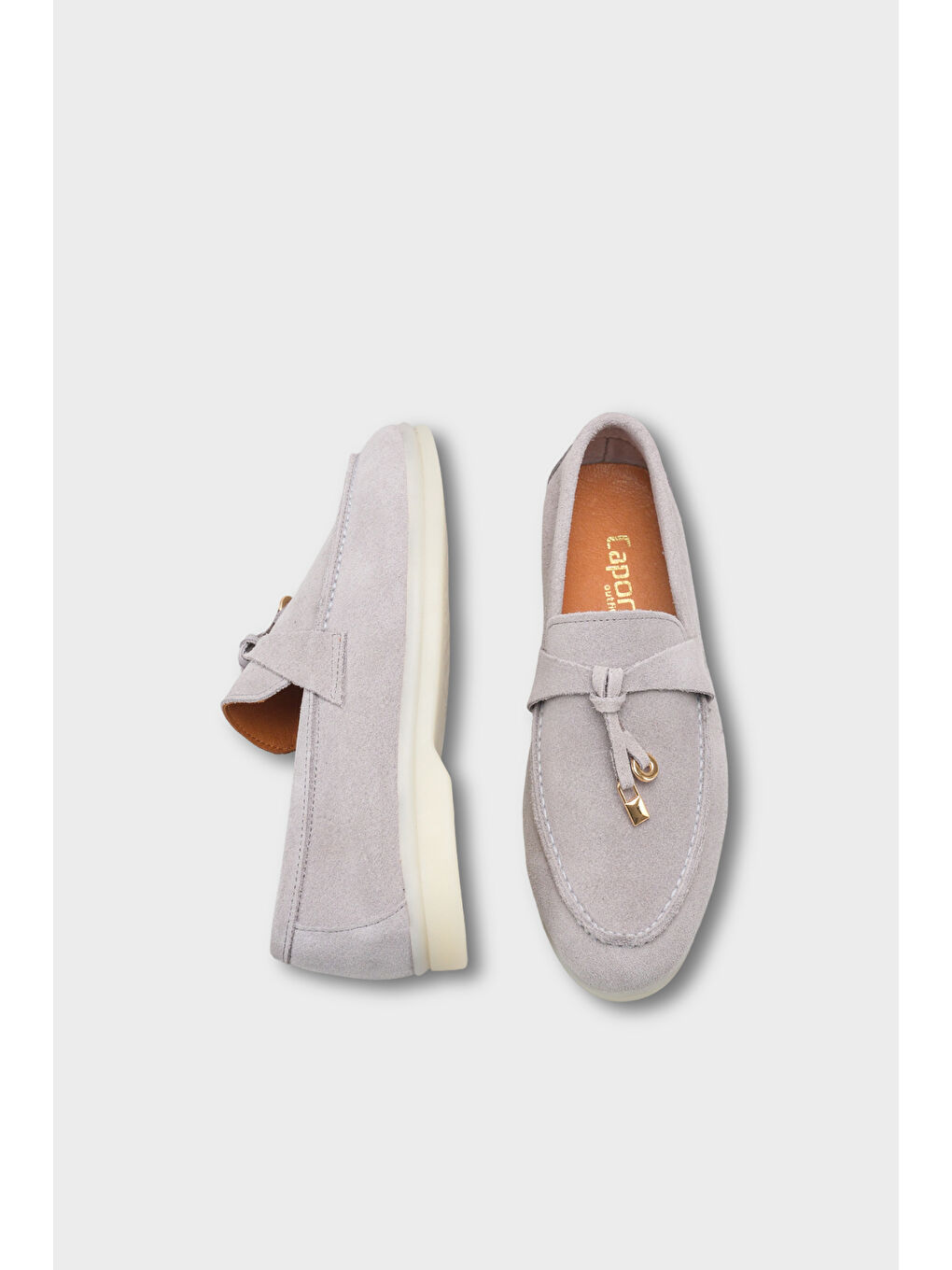 Gri Vikki Hakiki Deri Kadın Loafer-4