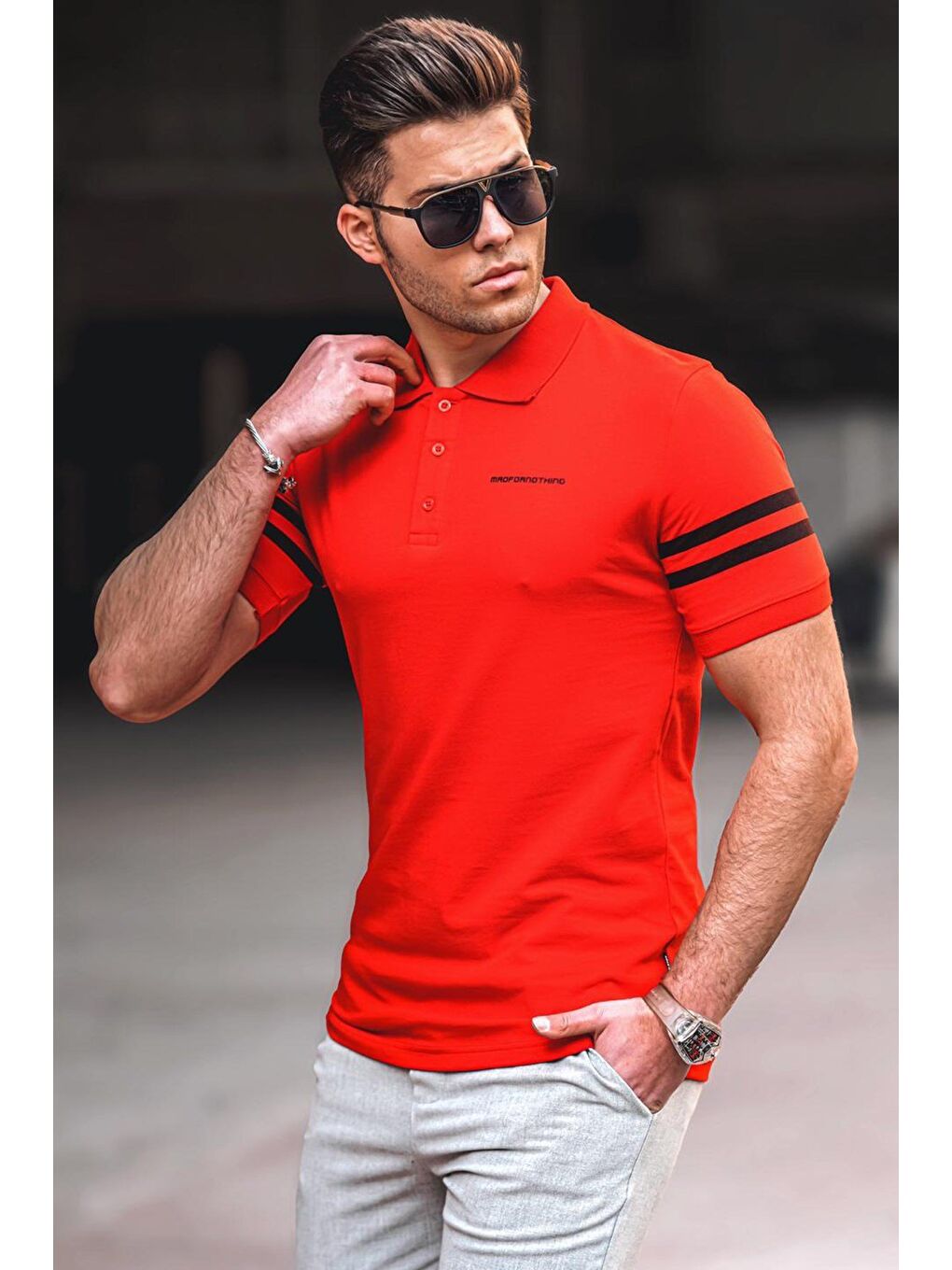 Kırmızı Polo Yaka Erkek Tişört 4984