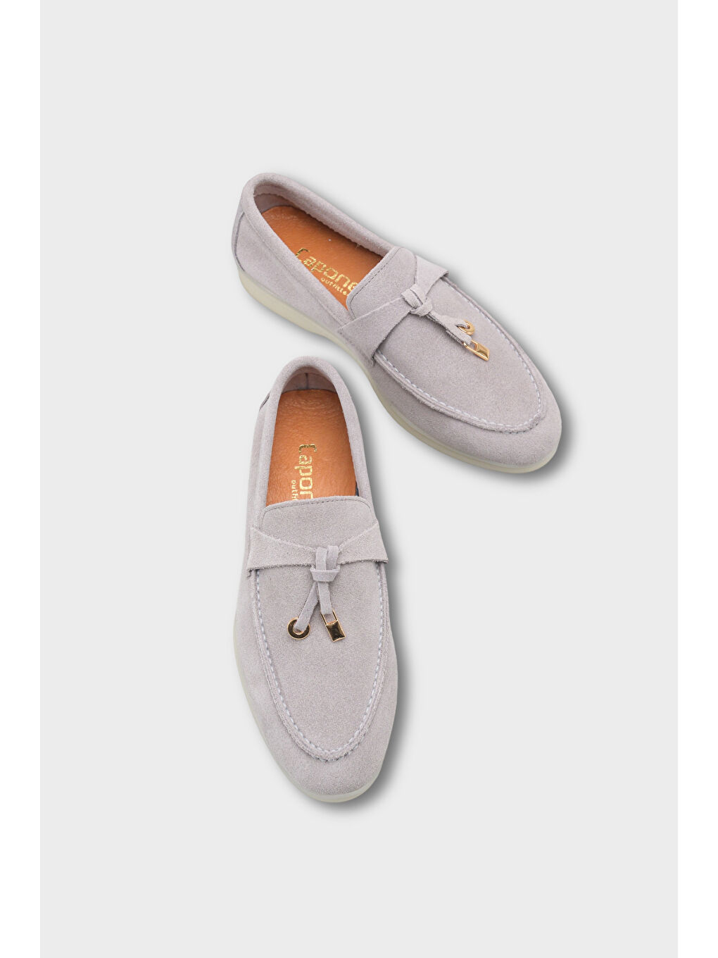 Gri Vikki Hakiki Deri Kadın Loafer-5