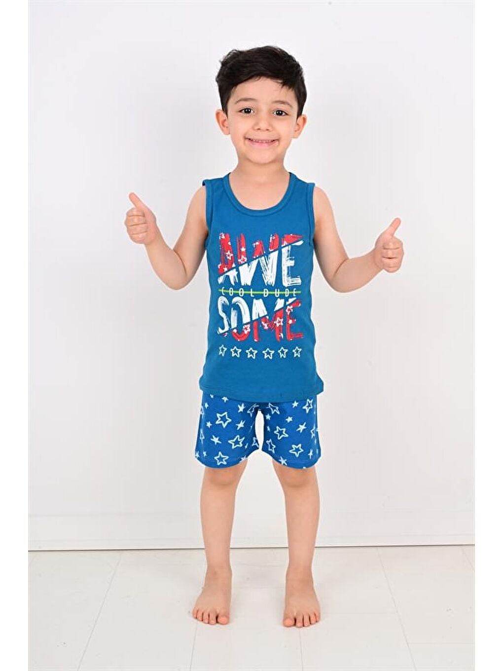 Erkek Çocuk Askılı Pijama Takımı Cool Dude Petrol