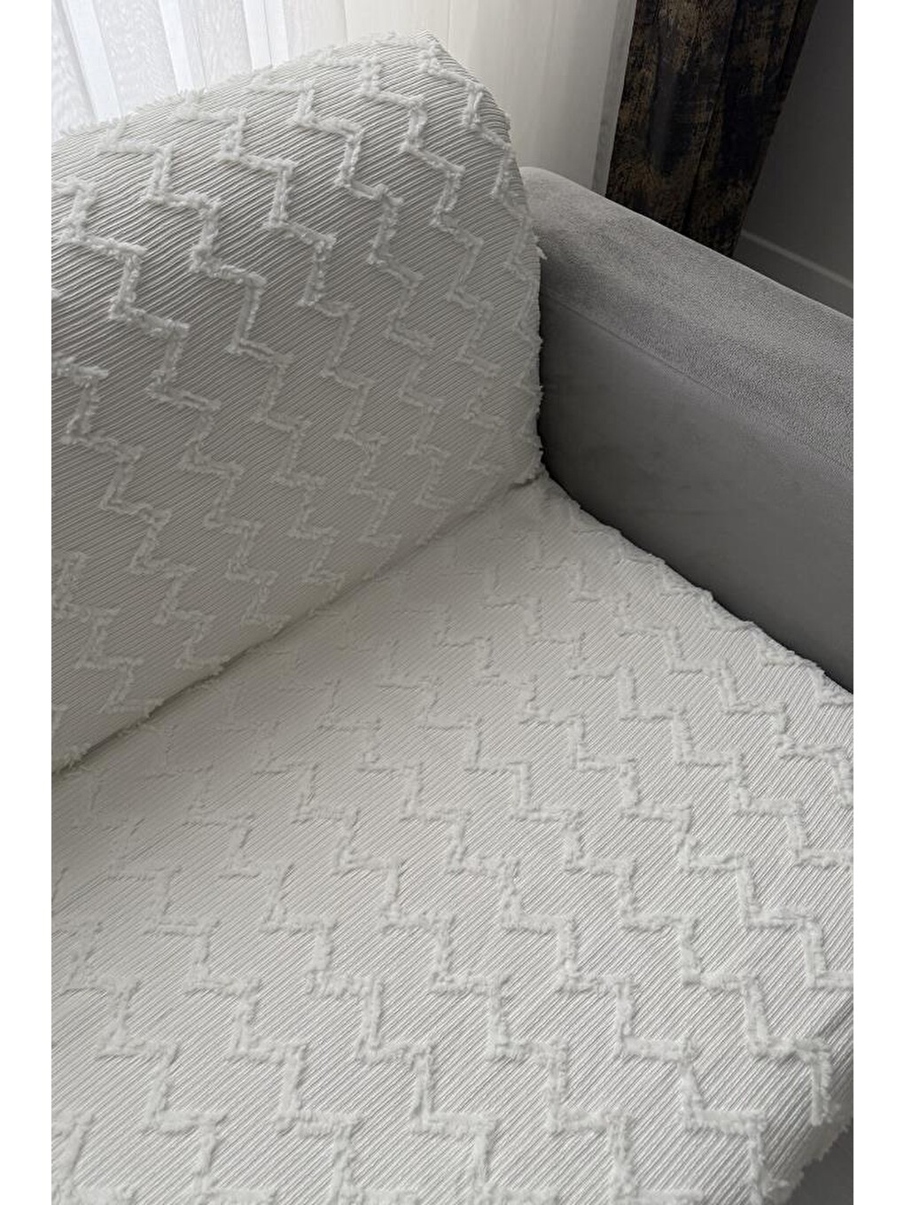 Ekru Panayır 170x210 Cm Kaymaz Taban Koltuk Örtüsü Krem-2