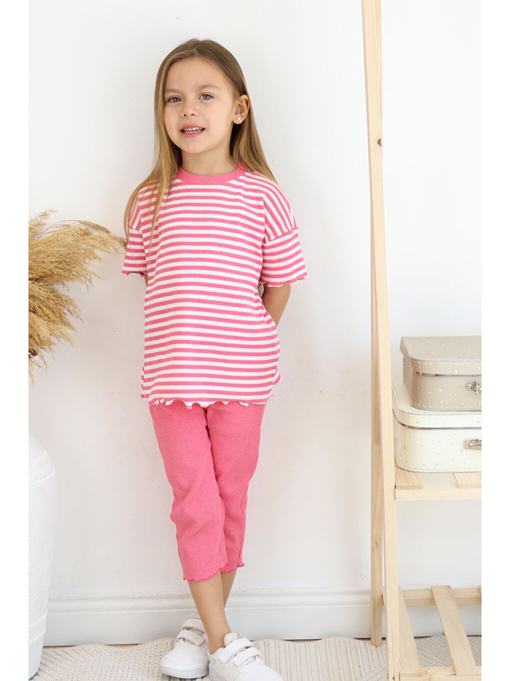 Pembe Çizgili Kapri Kız Takım-1