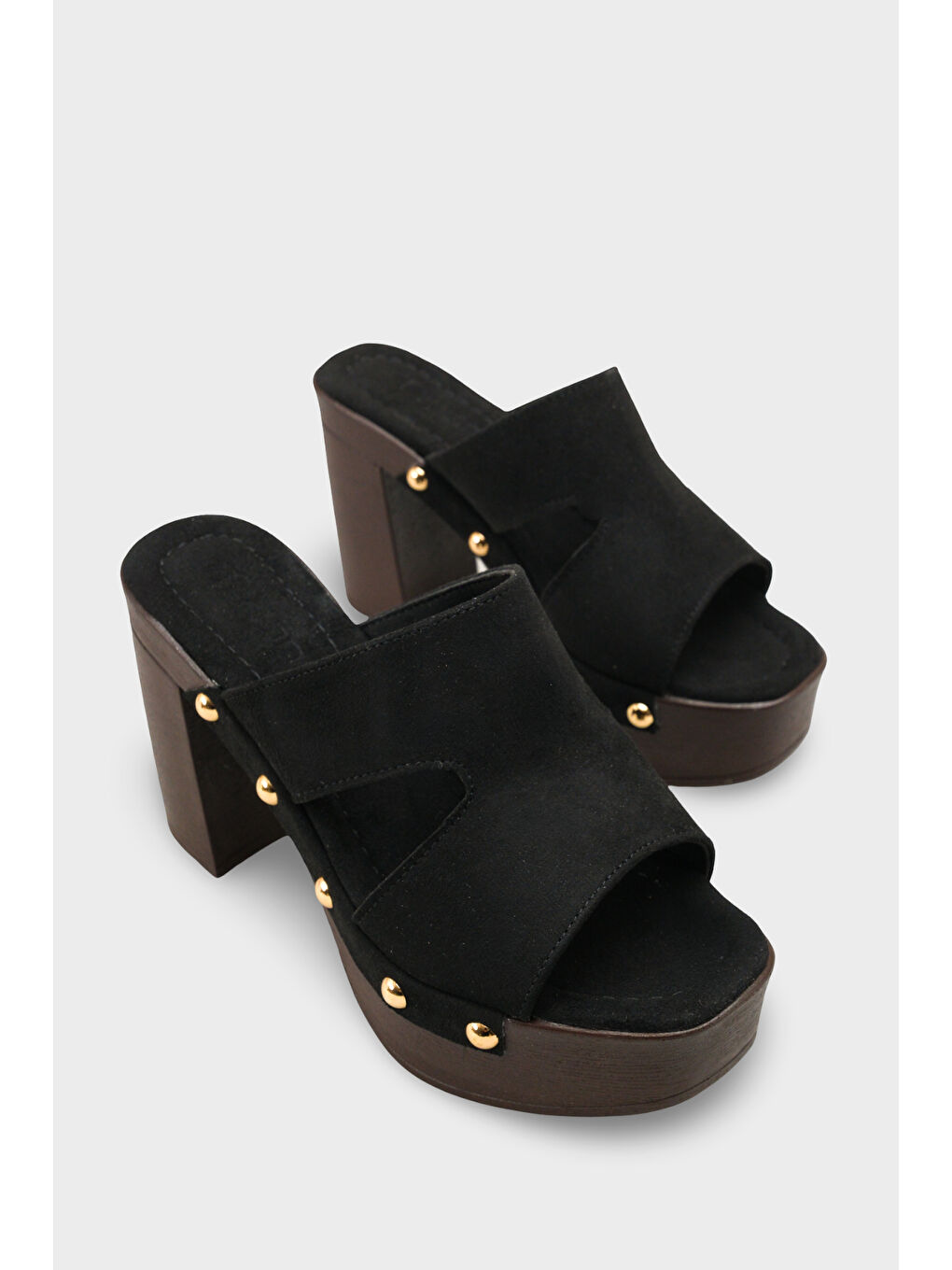 Siyah Jelene Platform Tek Bantlı Kadın Sabo Terlik-1