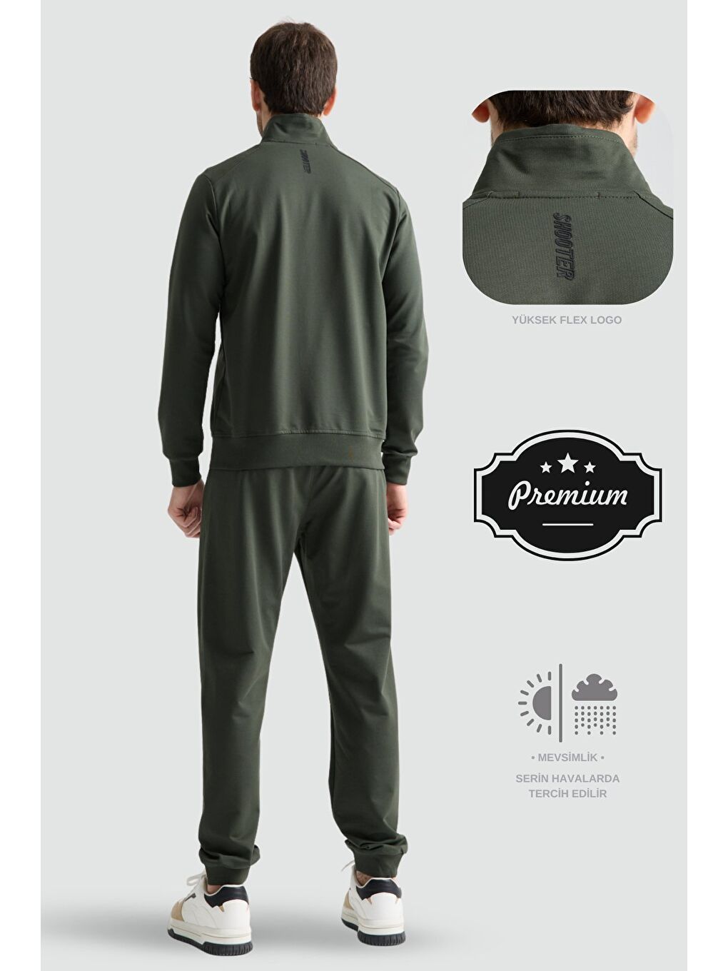 Haki  Erkek Luxe Eşofman Takımı Rahat Kalıp Manşetli Minimal Logo-1