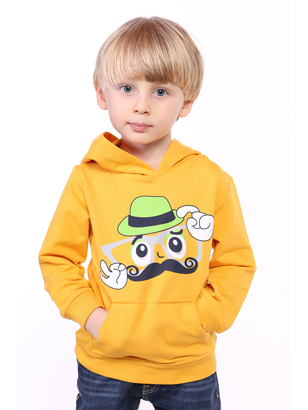 Sarı Erkek Çocuk Köpek Baskılı Sweatshirt