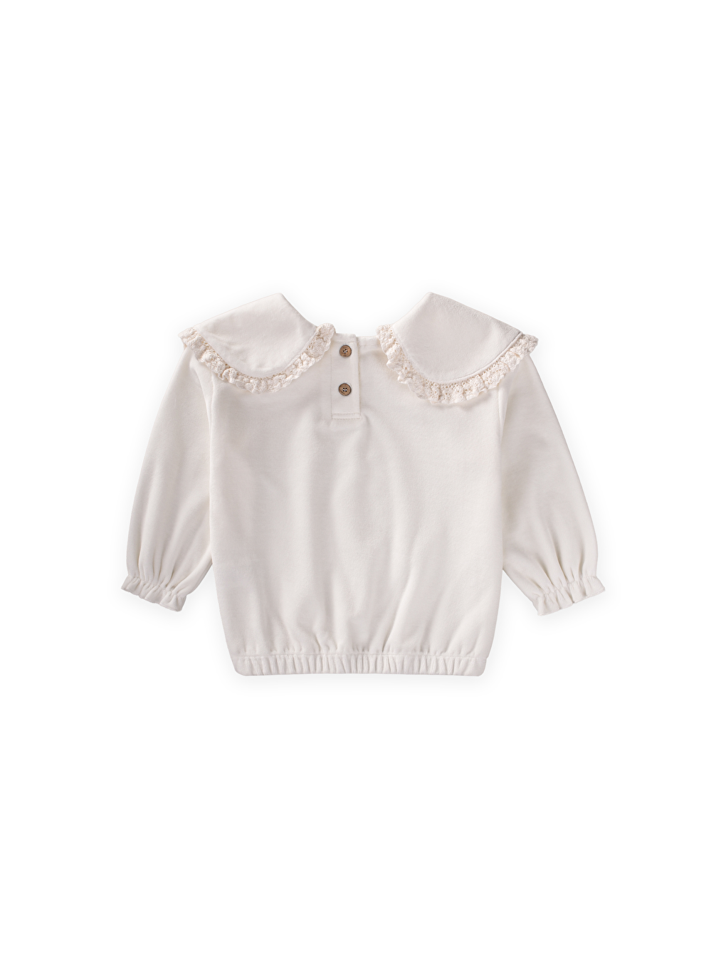 Dantel Yakalı Vintage Kadife Üst 2-8 Yaş Beyaz-1