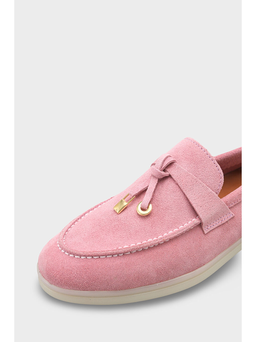 Pembe Vikki Hakiki Deri Kadın Loafer-2