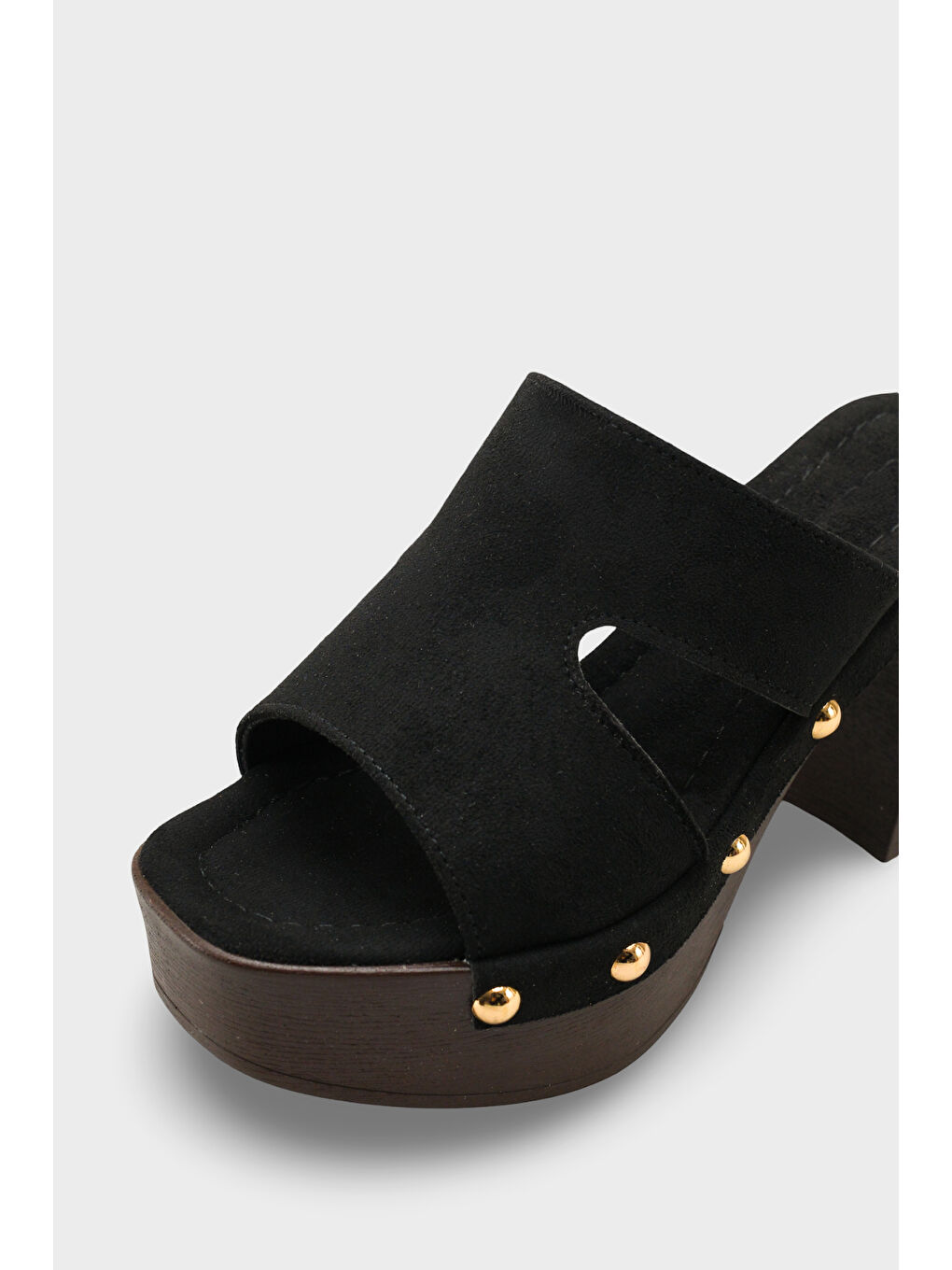 Siyah Jelene Platform Tek Bantlı Kadın Sabo Terlik-2