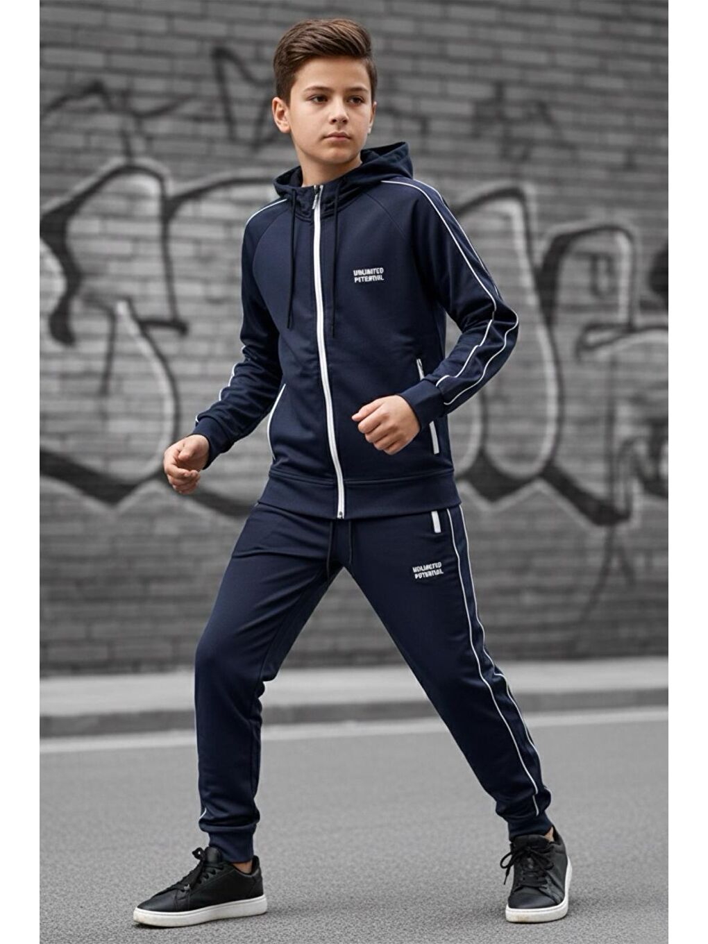 Lacivert Dalgıç Kumaş Unisex Çocuk Eşofman Takımı Unlimited Potential ESF1725Y