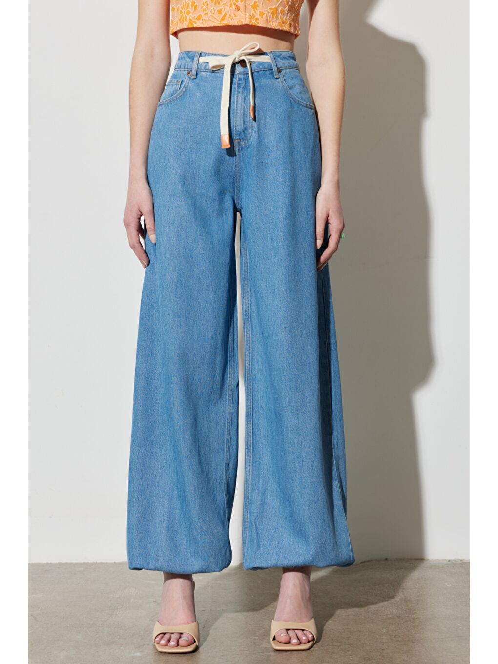 Mavi Loose Fit Rahat Kesim Normal Bel Lastikli Geniş Paça Jean Jogger Pantolon-1