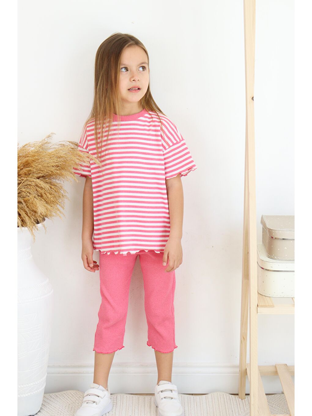 Pembe Çizgili Kapri Kız Takım-3