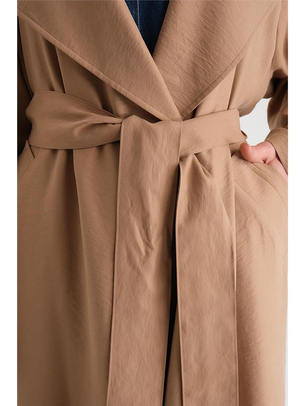 Kahverengi Oversize Modal Trençkot 24Y8712 Camel-3
