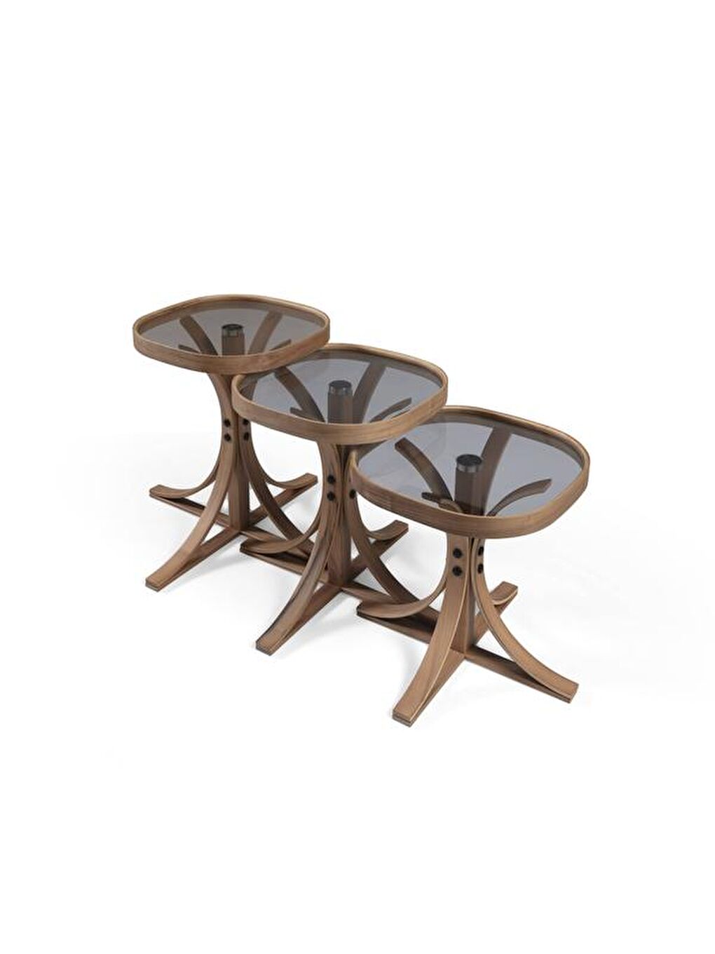 Beyaz Suave Zigon Sehpa - Ceviz / Füme - 42 cm-1