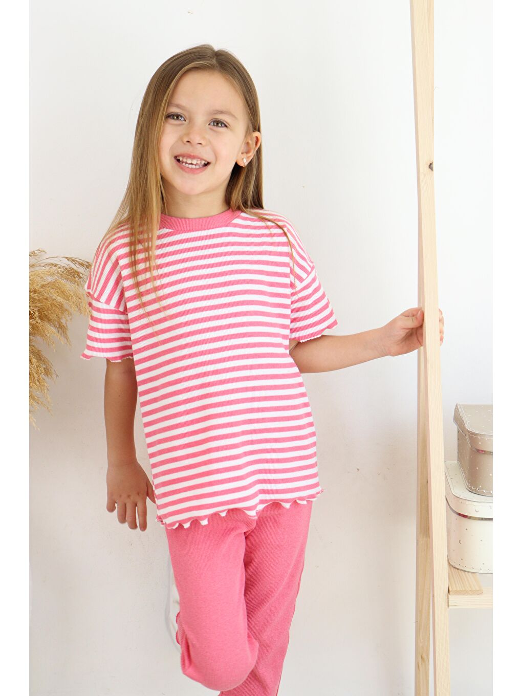 Pembe Çizgili Kapri Kız Takım-4