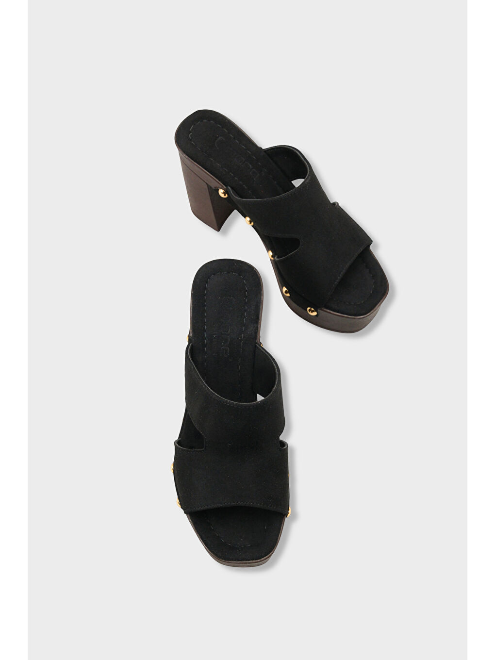 Siyah Jelene Platform Tek Bantlı Kadın Sabo Terlik-5