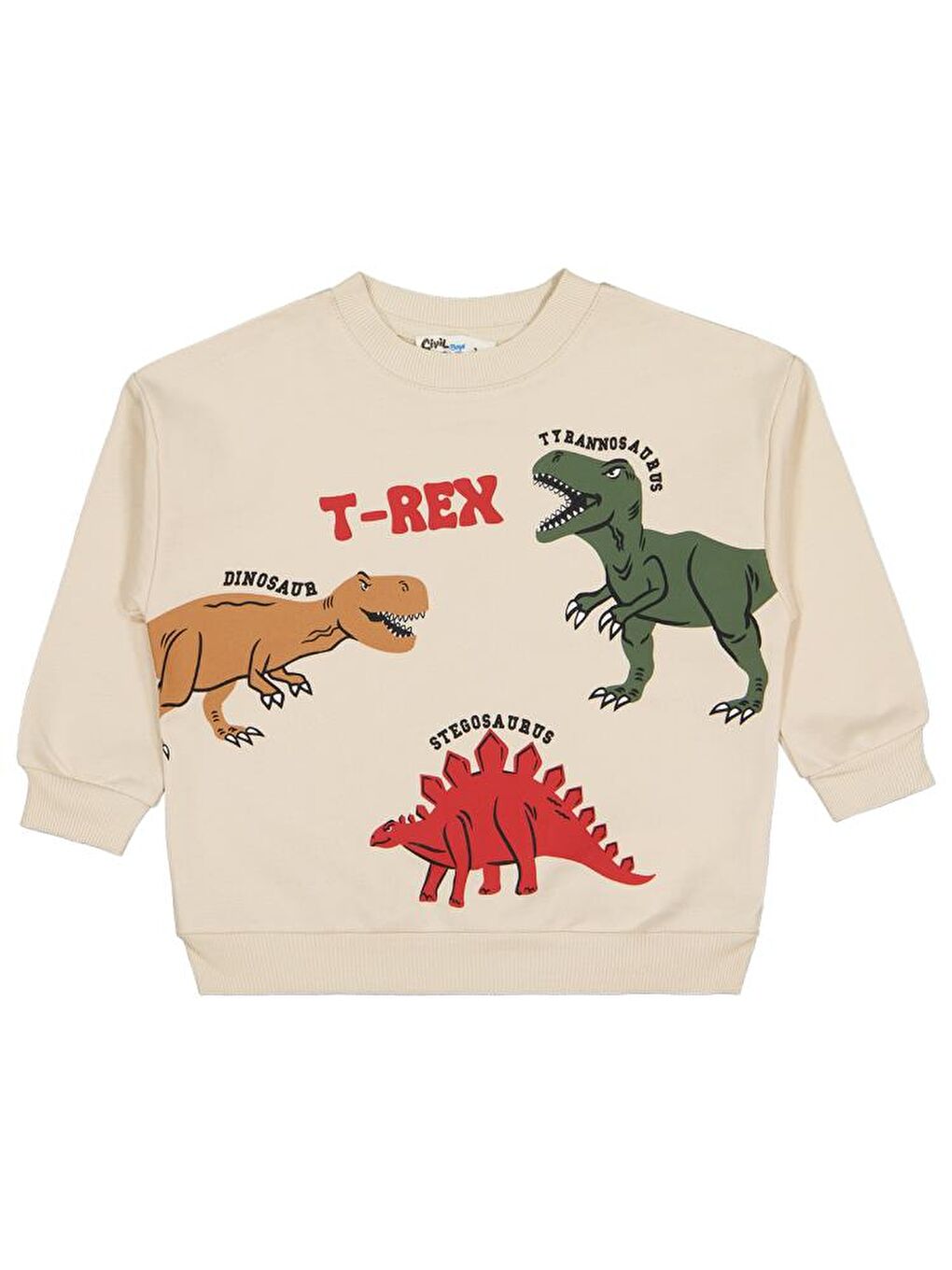 Bej Boys Trex Baskılı 2-5 Yaş Sweatshirt