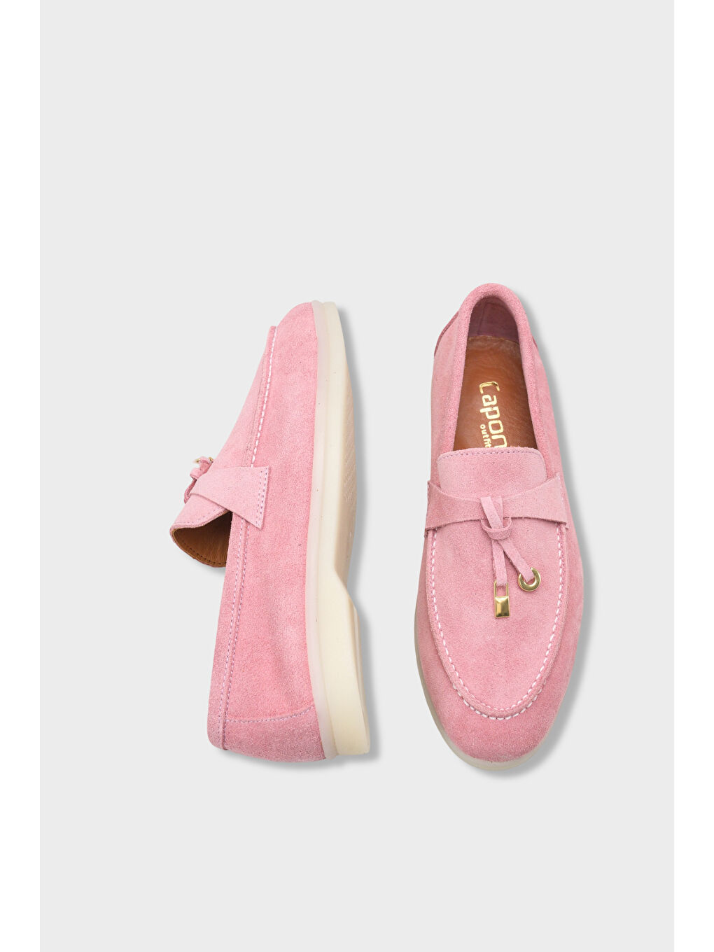 Pembe Vikki Hakiki Deri Kadın Loafer-4